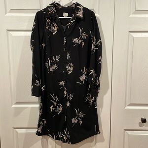 Long-sleeve midi floral dress